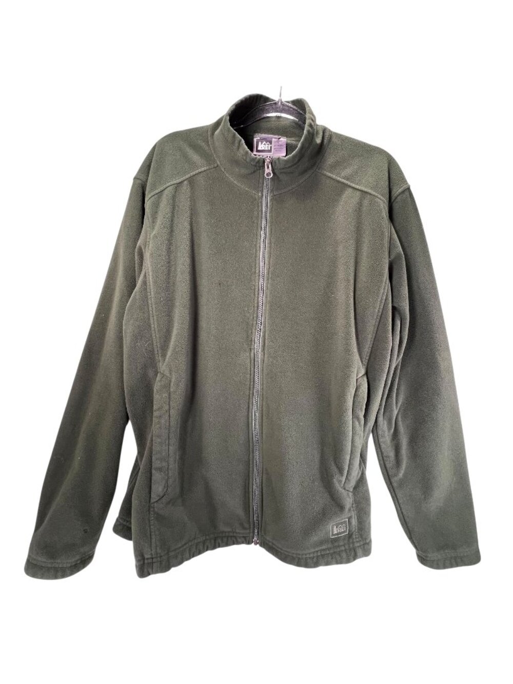 REI XL Green Full Zip Fleece Jacket Mens Lightweight Outerwear Warm Hiking